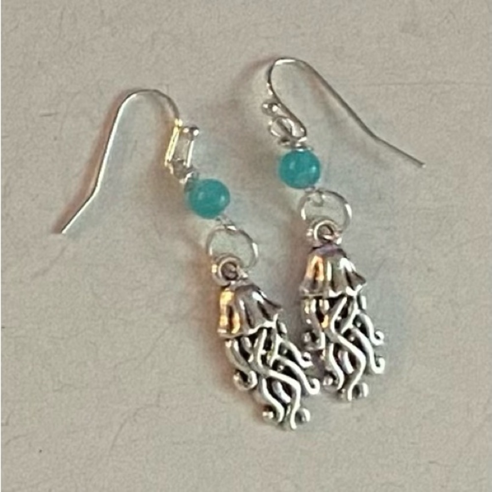 NEW!! Amazonite crystal Jellyfish earrings